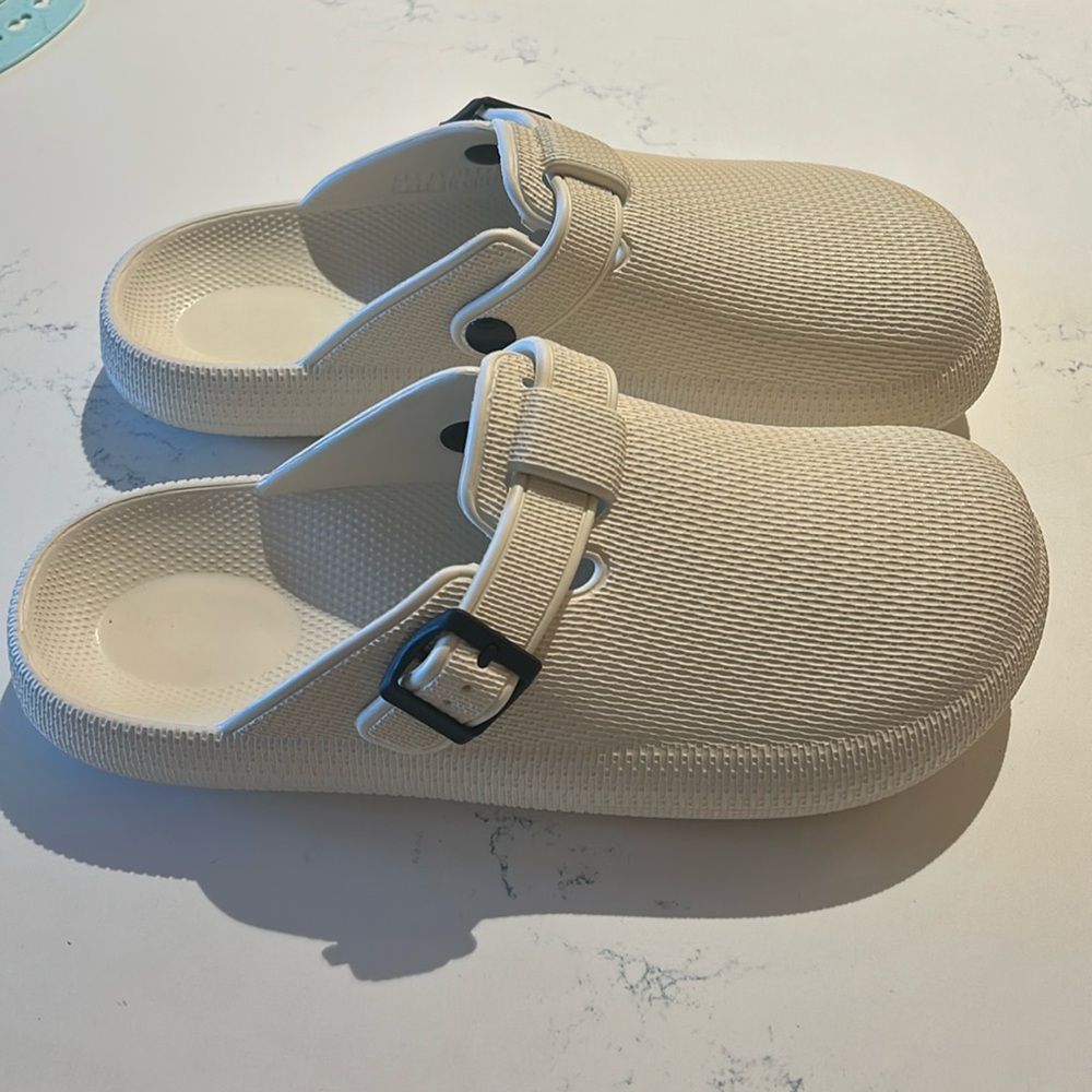 Rubber clogs cream colored